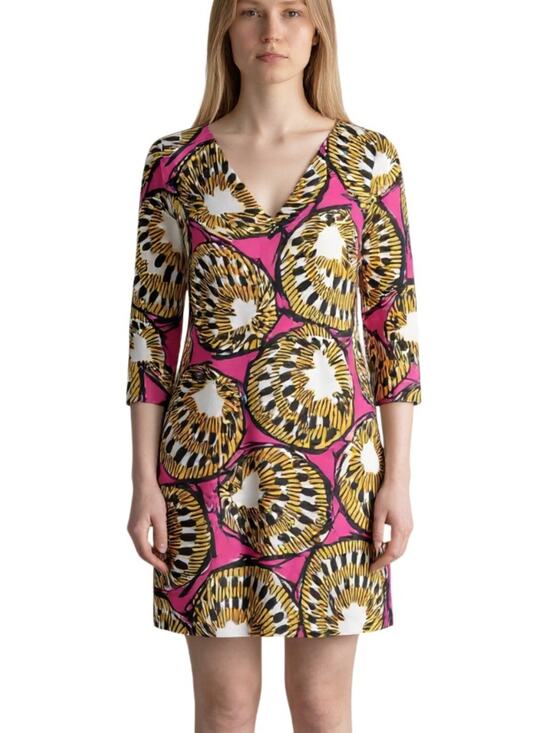 J. Crew Dresses & Skirts - J Crew Tropical Print Shift Dress Pink Gold Cotton V Neck Resort Cruise XS 00